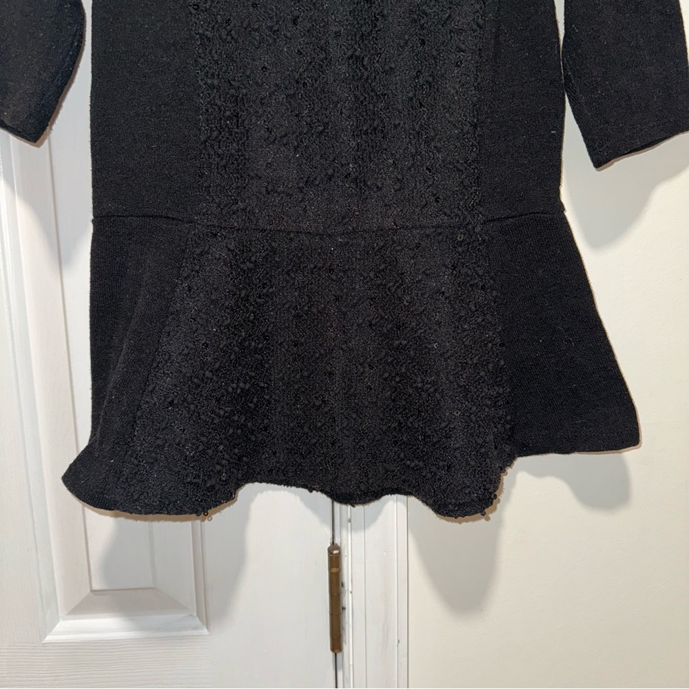 Anthropologie Deletta black boucle sequin peplum half sleeve sweater top S - Picture 6 of 14